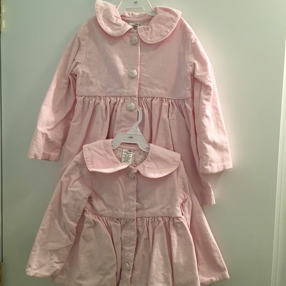 Matching 12M and 4T pink corduroy jackets